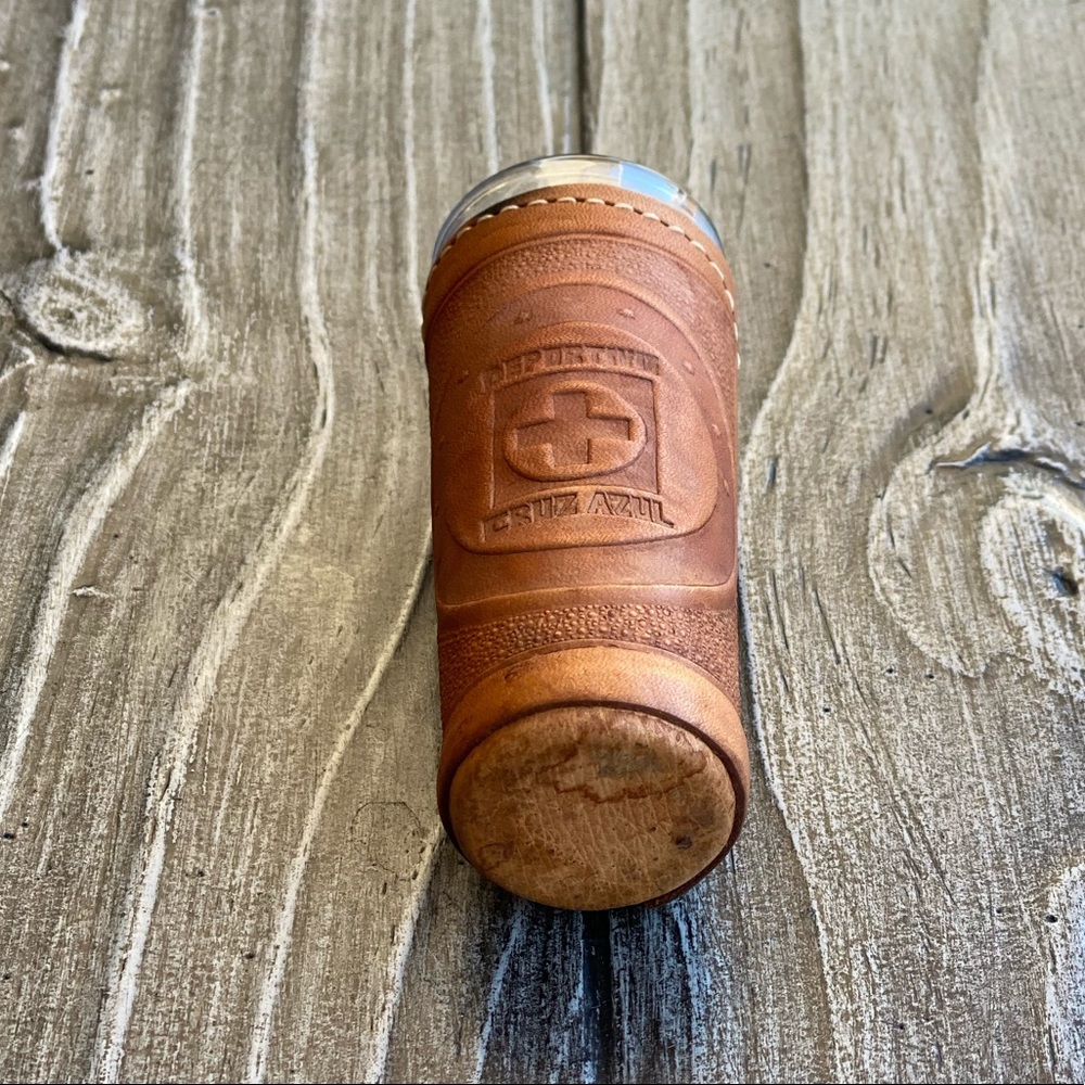Cruz Azul Soccer Shot Glass w Leather Cover - Picture 4 of 4
